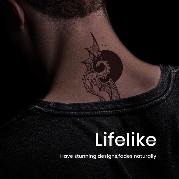 Semi Permanent Long Lasting Temporary Fake Tattoos Large Snake Black 15 Sheets - Picture 2 of 5